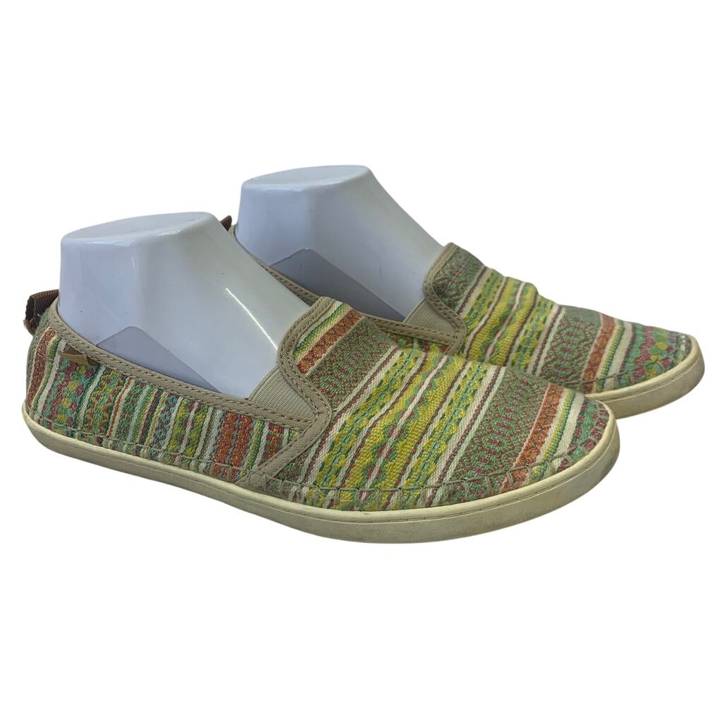 Sanuk Womens 9.5  Brook TX Casual Shoes Woven Canvas Boho Indie Native Print